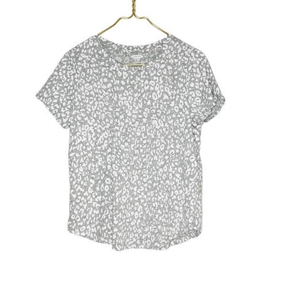 old navy leopard tee everywear top gray white